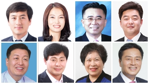 (사진 위 왼쪽부터) 김진규·윤영숙·박종대·신동해 시의원. (아래 왼쪽부터) 장경호·박철원·유재동·조규대 시의원.