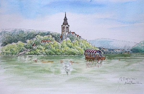 김분임 수채화가 작품 '마리아승천성당'.