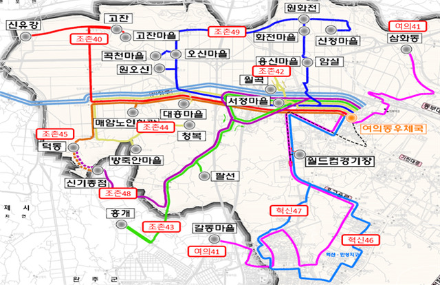 전주형 마을버스 ‘바로온’ 노선도.