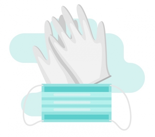 일회용 마스크와 일회용 장갑. 출처= 클립아트코리아.