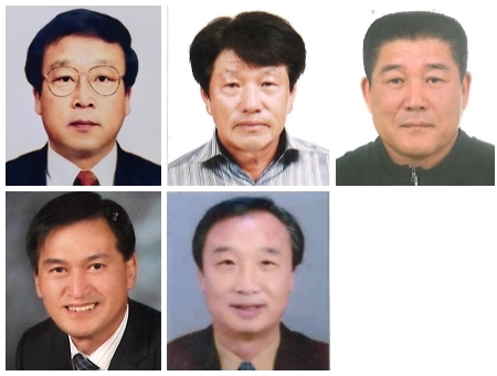 (윗줄 왼쪽부터) 문화장 이재명, 공익장 오영근, 산업근로장 안현식 씨. (아래 왼쪽부터) 애향장 김용수, 체육장 김뢰승 씨.