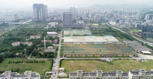 드론으로 촬영한 전주 옛 대한방직 전주공장 부지