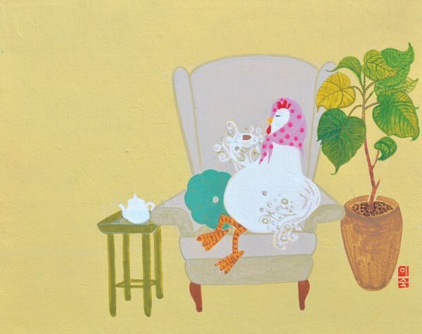 오미숙 작품 '나 좀 쉴께', 24.1X19.0cm, 장지에 아크릴