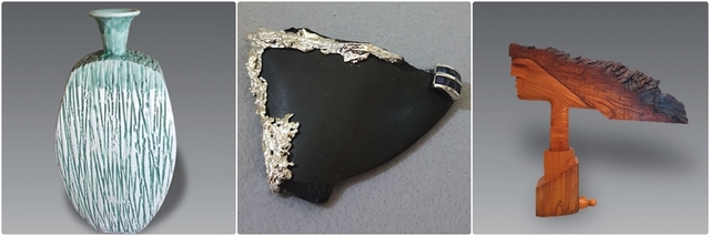 (왼쪽부터) 강정이 작품 '공유' / 김경숙 작품 '한해를 보내며' / 김종연 작품 '외출'