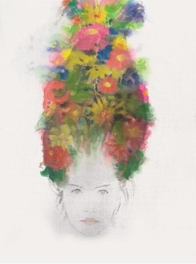 이철규 '꽃머리한 여인', 70×60cm, 한지에 수묵담채, 2020