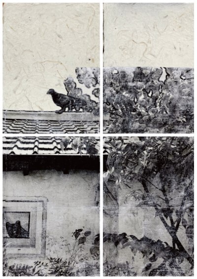 미술가명: 이한나 / 작품명: 조묘도(鳥猫圖) / 재료: 한지에 사진 / 규격: 40.0×30.0cm(4ea) / 제작년도: 2020