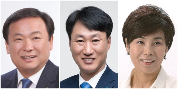 (왼쪽부터) 성경찬 원내대표, 진형석 정무수석, 김이재 정책수석
