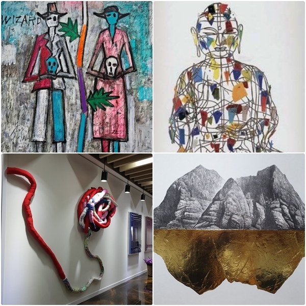 (시계방향으로) 임택준 'WIZARD' / 강용면 'Taking a lesson from the past' / 이철규 '독도무진도(獨島無盡圖, Eternal Dok-do)' / 고보연 '켜켜한 여성의 시간'