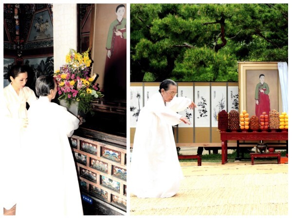 제80회 춘향제 헌화와 행사초청 살풀이춤, 좌측사인은 딸 정명희 씨와 함께 헌화