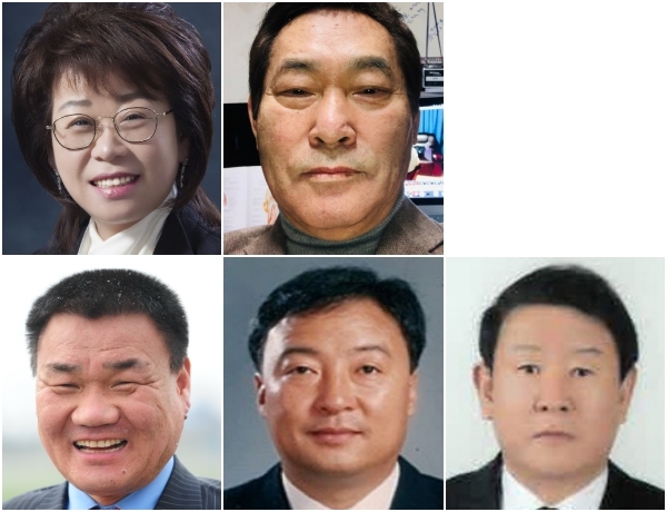 박숙영 당선인, 정규훈 당선인(윗줄 왼쪽부터), 김대은 후보, 윤길우 후보, 오화섭 후보(아랫줄 왼쪽부터)