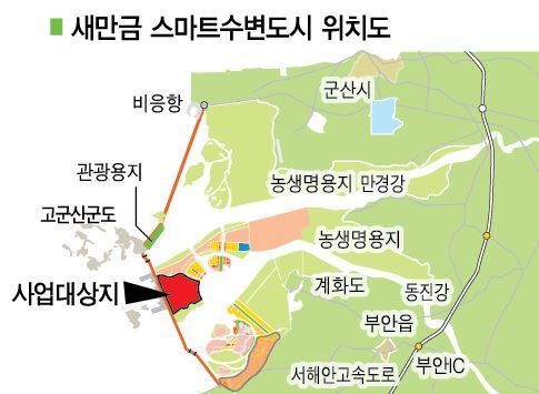 새만금 스마트수변도시 위치도