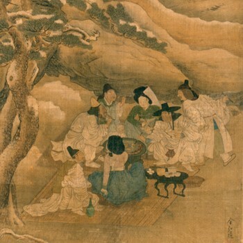 김홍도 사계풍속도(고기굽기) 프랑스 기메박물관 소장