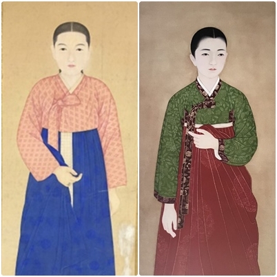 지역에서 춘향사당 내 다시 봉안해야 한다고 거론되는 강주수 화가의 ‘춘향 영정’ (왼쪽) / 친일 논란으로 최근 춘향사당에서 철거된 김은호 화가의 ‘춘향 영정’(오른쪽) /사진=남원시 제공