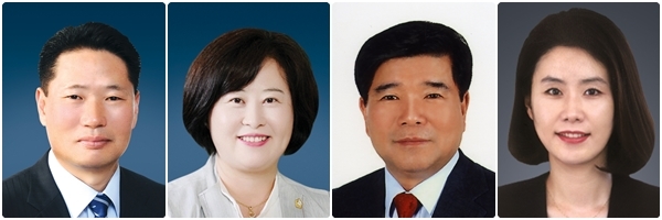 왼쪽부터 전평기 의원, 한명숙 의원, 김영태 의원, 이미선 의원.