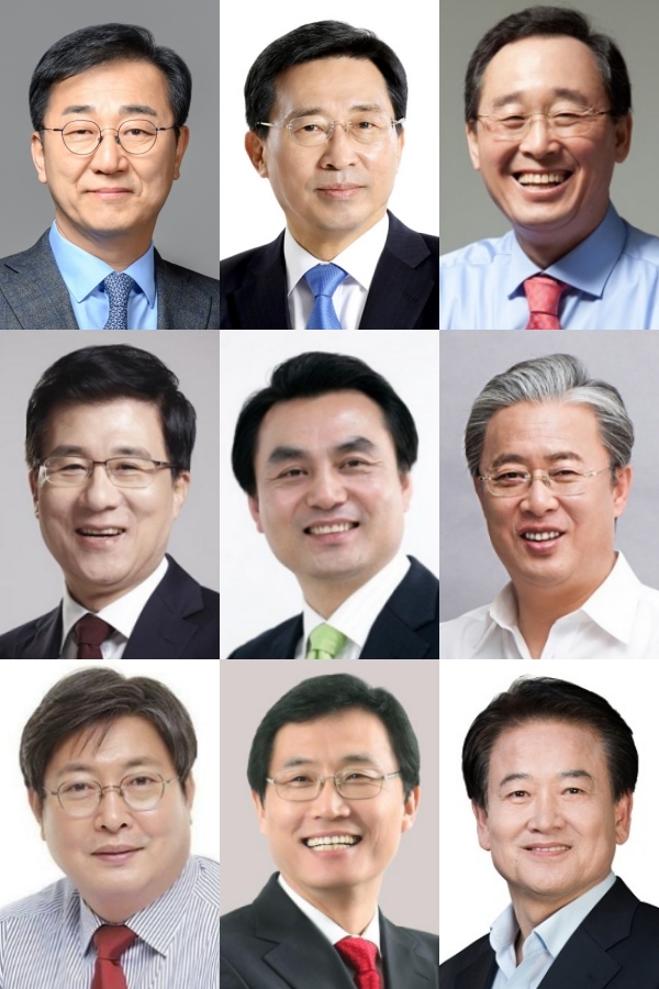 김윤덕, 김춘진, 송하진(위), 신경민, 안규백, 유성엽(가운데), 이춘석, 이환주, 정동영(아래