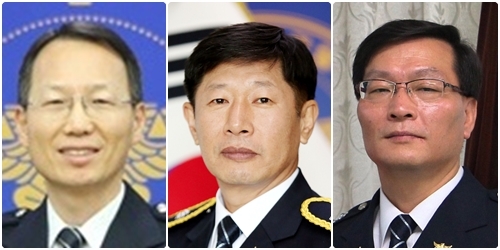 왼쪽부터 이형세 치안감, 강황수 제주청장, 최종문 경찰청 경무인사기획관