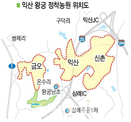 익산 왕궁 정착농원 위치도
