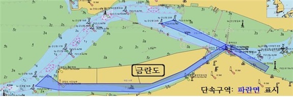 집중단속 대상 항로 및 수역(파란표시)