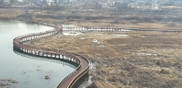 혁신도시와 만성지구를 이어주는 횡단 산책로