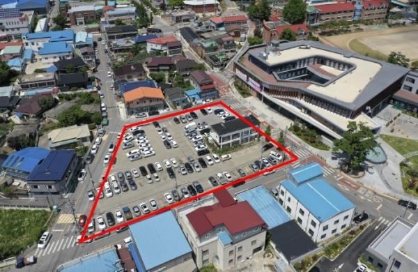 장수군 주차타워 부지(붉은선)