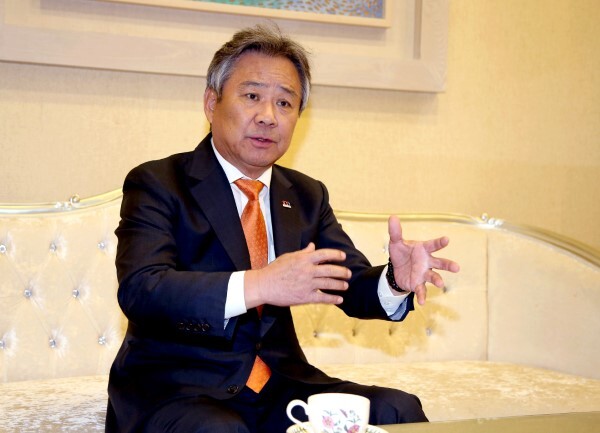 제41대 대한체육회장에 선출된 이기흥 회장이 임기 4년간의 비전에 대해 설명하고 있다.