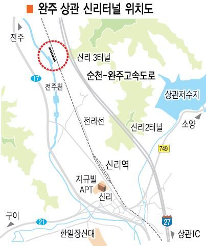 완주 상관 신리터널 위치도