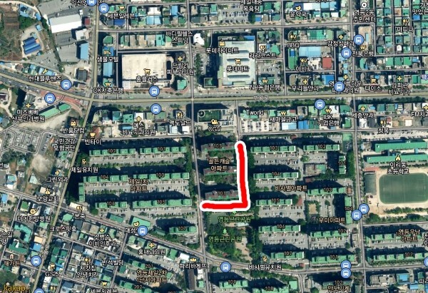 익산시 영등동 골든캐슬아파트 인접 주차장으로 활용돼 온 부지 위치도