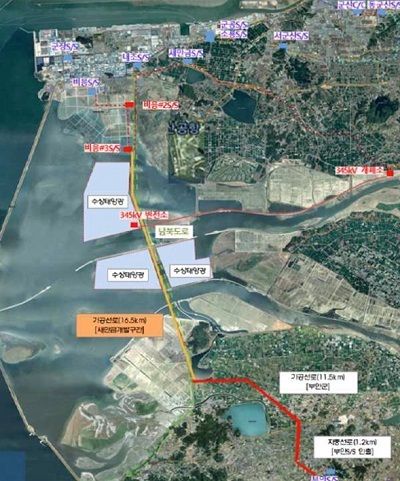 새만금 지역 변전소 및 재생에너지 사업 위치도