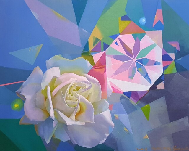 미술가: 채수억 / 명제: Spectrum-Form 1 / 재료: 캔버스 위에 유채 / 규격: 60.6×72.7cm / 제작년도: 2019