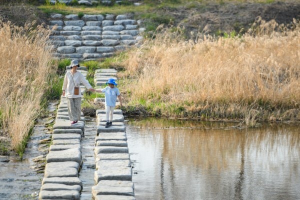 완주군 경천면 경천애인 징검다리 길.