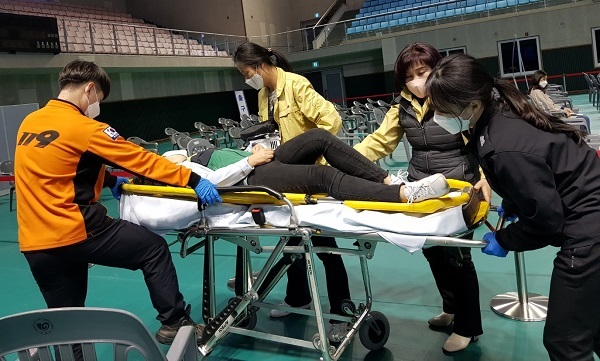 백신예방 접종 모의훈련 모습. /사진제공=남원시