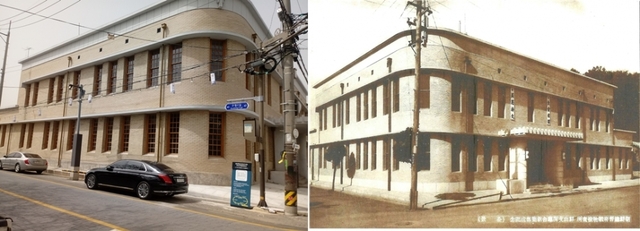 옛 조선식량영단 군산출장소의 현재 모습(왼쪽)과 옛 모습(1938년).