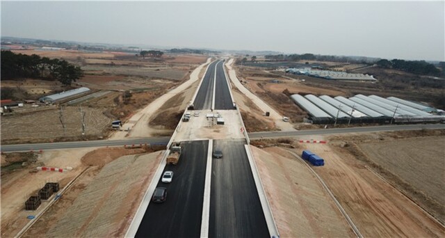 익산 일반산단 진입도로 개설공사 현장 모습.