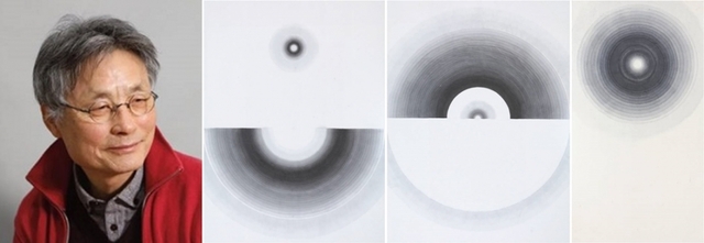 왼쪽부터 이재승 예원예술대 명예 교수와 그의 작품 ‘심상-명상’.