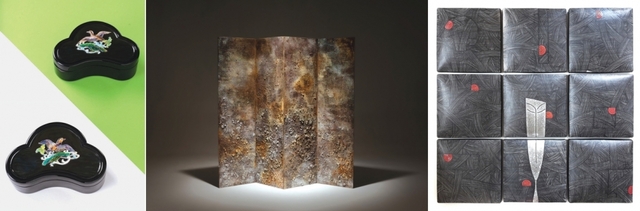 왼쪽부터 노용숙 '아름다운 빛깔구이 한 쌍의 원앙', 윤지희 '천지창조 두번째날', 김영수 '몽상'.