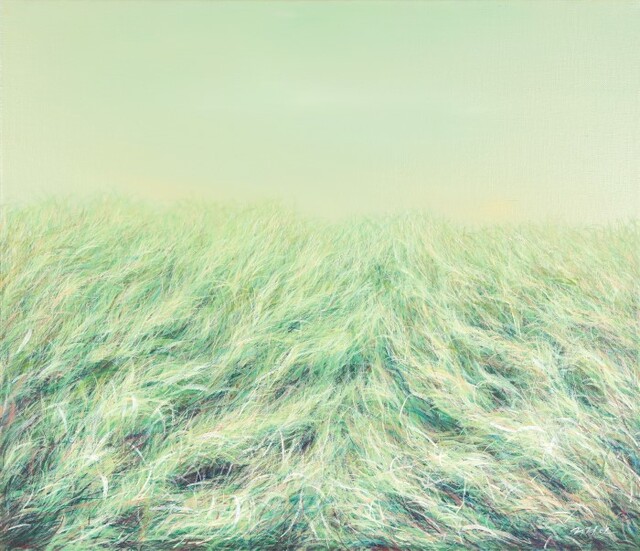 미술가: 구경아 / 명제: 봄, 흩날리는 기억 / 재료: 캔버스 위에 아크릴릭 / 규격: 45.5×53.0cm / 제작년도: 2021