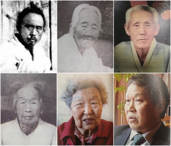 윗줄 왼쪽부터 전봉준 장군, 장녀 전옥례 씨, 손자 전익선 씨 / 아랫줄 왼쪽부터 외손녀 강금례 씨, 손부 김연임 씨, 증손자 전장수 씨.