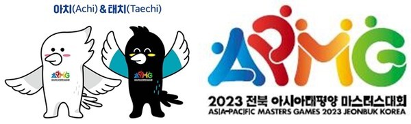 전북 아·태 마스터스대회 마스코트(왼쪽)와 심볼마크.