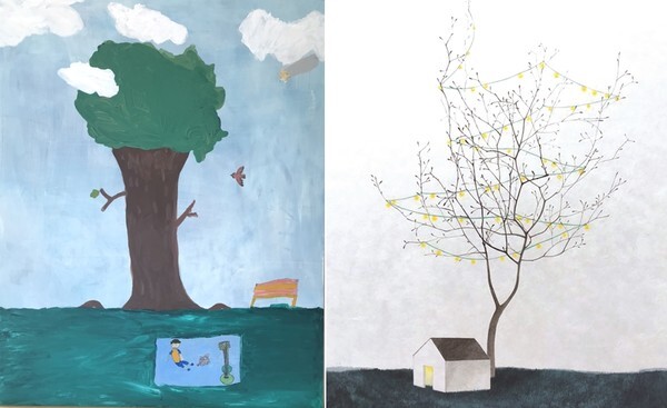 (왼쪽) 이윤경 작가 자녀 이승찬 '엄마 나무' / (오른쪽) 이윤경 '낯선 여행'