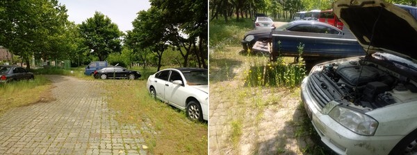 분말공원에 버려진 차량들