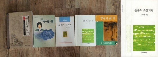 (좌) 고두영 시인의 출판 서적들 / (우) 시집 '들풀의 소살거림'