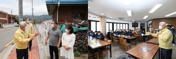 (왼쪽) 코로나 19 관련 현장점검 / (오른쪽) 용담댐 방류피해 조사용역 착수