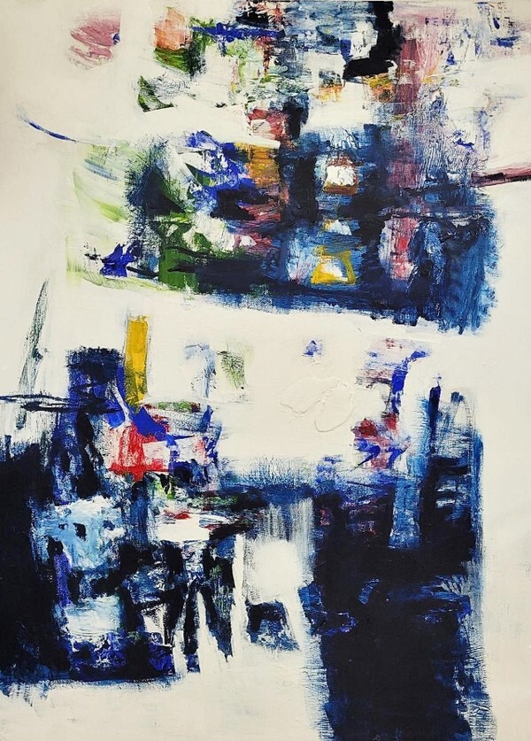 미술가: 이일청 / 명제: Blue & Blue Ⅱ / 재료: Mixed media / 규격: 162.2×130.3cm / 제작년도: 2021