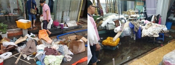 6일 오전 8시 30분께 익산시 중앙로5길 알대 침수 피해 현장 모습