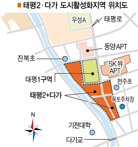 전주시가 도시재생 뉴딜사업 추진하는 태평·다가지역 위치도 /제공 = 전주시