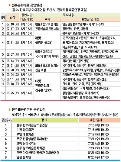 전통문화마을 공연일정