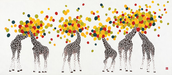 이보영(Lee Bo young), giraffe_dream, 한지에 채색, 46.0×105.7cm, 2020