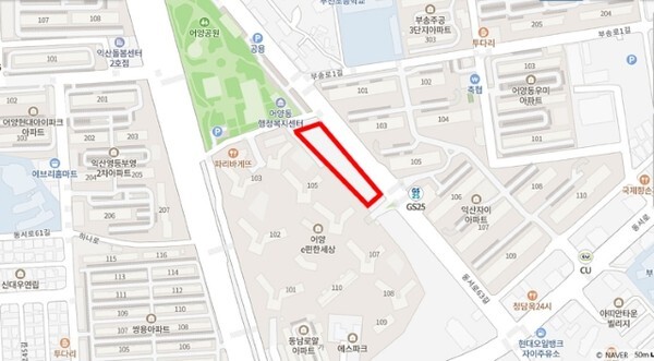 익산시 동부권노인종합복지관 건립 예정지 위치도