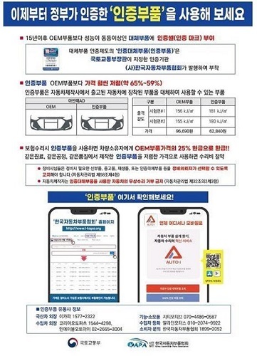 자동차 대체부품인증 사용 포스터