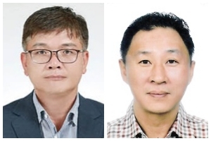 김정학 이임회장(좌), 성기상 신임회장(우)